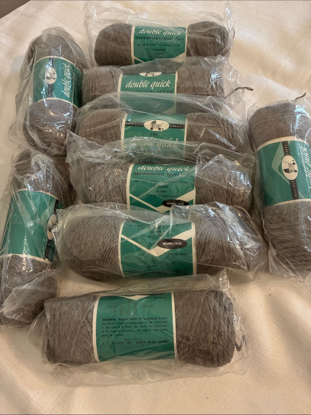 Germantown Sport Yarn 2 oz 215 Yards Heather Gray Set Of 9 Vintage